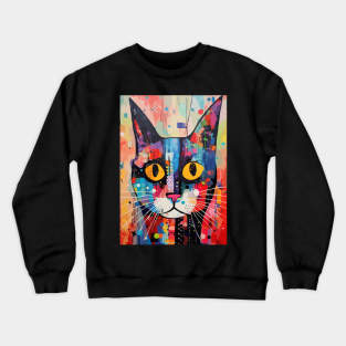 Cute Abstract Cat Face Crewneck Sweatshirt